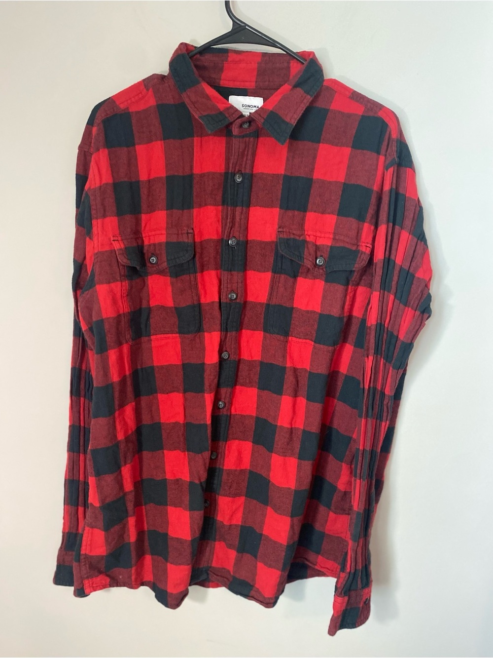 Sonoma Red and Black Plaid Button-Down Shirt